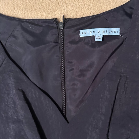 ANTONIO MELANI Navy V-Neck Dress - Sz 4 - EUC - Picture 3 of 5